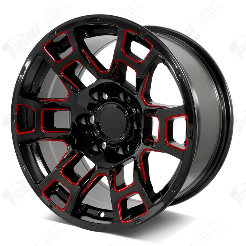 Flow Forged4TR Pro Style - F256 2x9 Gloss Black Red Milled wheel