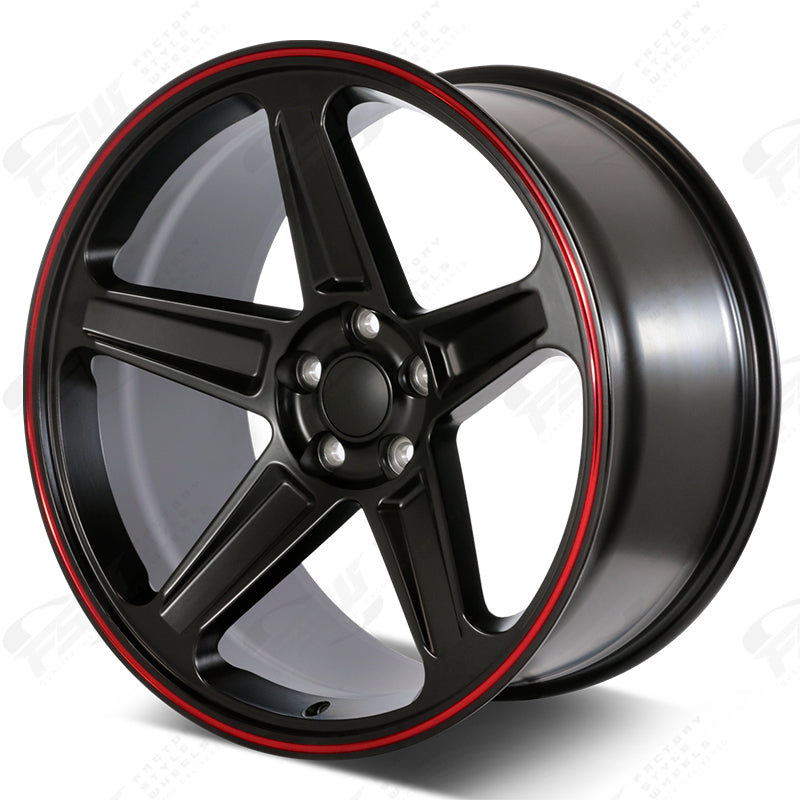Flow Forged Demon Style - F155 2x10.5 Satin Black Red Pin Stripe wheel