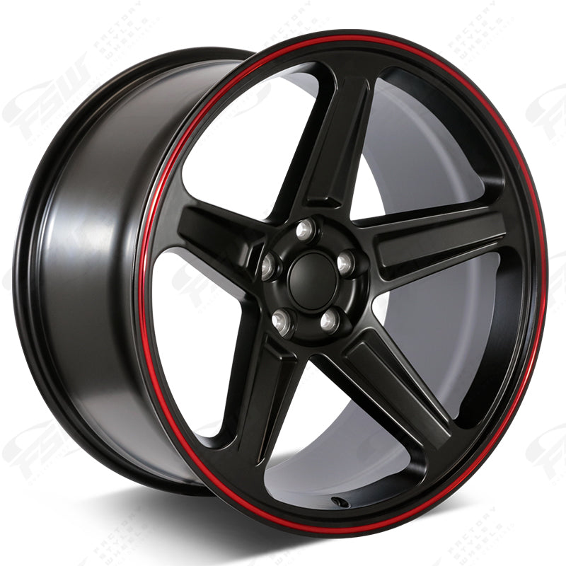 Flow Forged Demon Style - F155 2x10.5 Satin Black Red Pin Stripe wheel