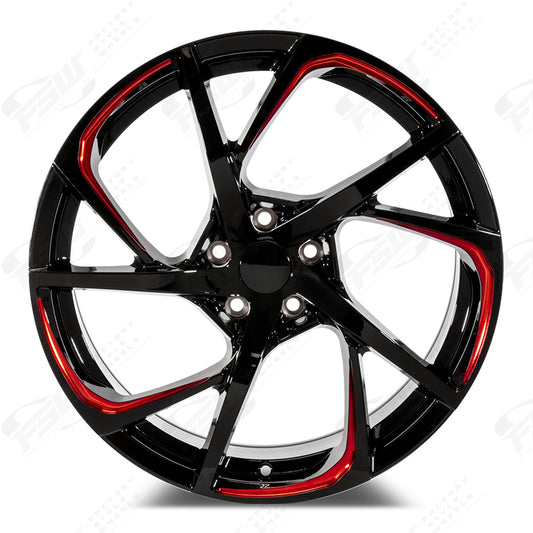 HSX Style - F235 2x8 Gloss Black Red Milled wheel