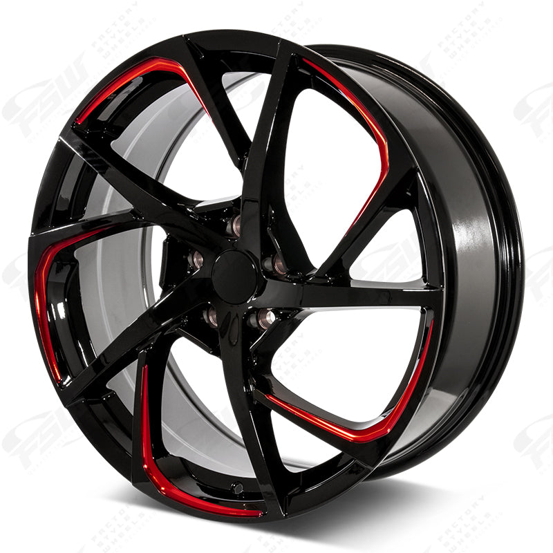 HSX Style - F235 2x8 Gloss Black Red Milled wheel