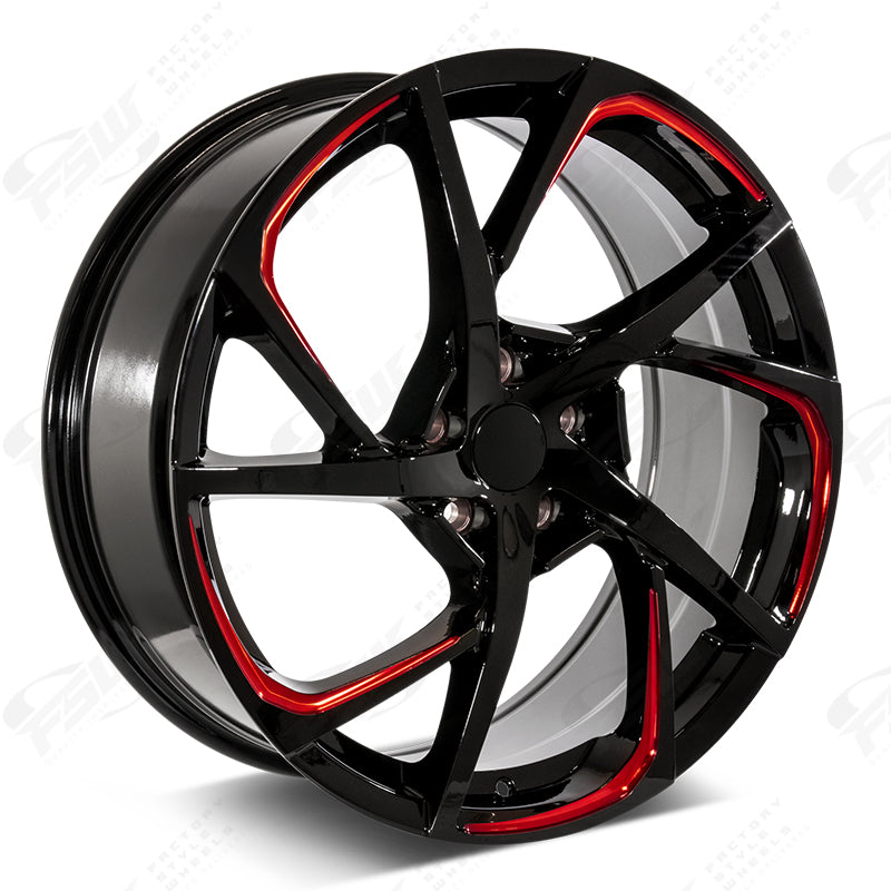 HSX Style - F235 2x8 Gloss Black Red Milled wheel