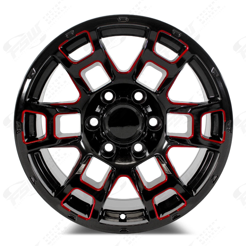 4TR Pro Style - F256 22x9 Gloss Black Red Milled wheel