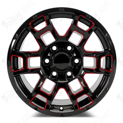 4TR Pro Style - F256 22x9 Gloss Black Red Milled wheel