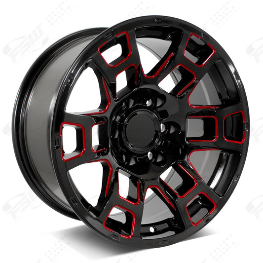 Flow Forged4TR Pro Style - F256 2x9 Gloss Black Red Milled wheel