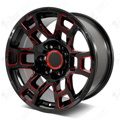 4TR Pro Style - F256 22x9 Gloss Black Red Milled wheel