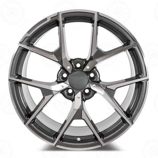 C63 Convertable Style - RM52 2x9.5 Machined Face/Gunmetal Outline wheel