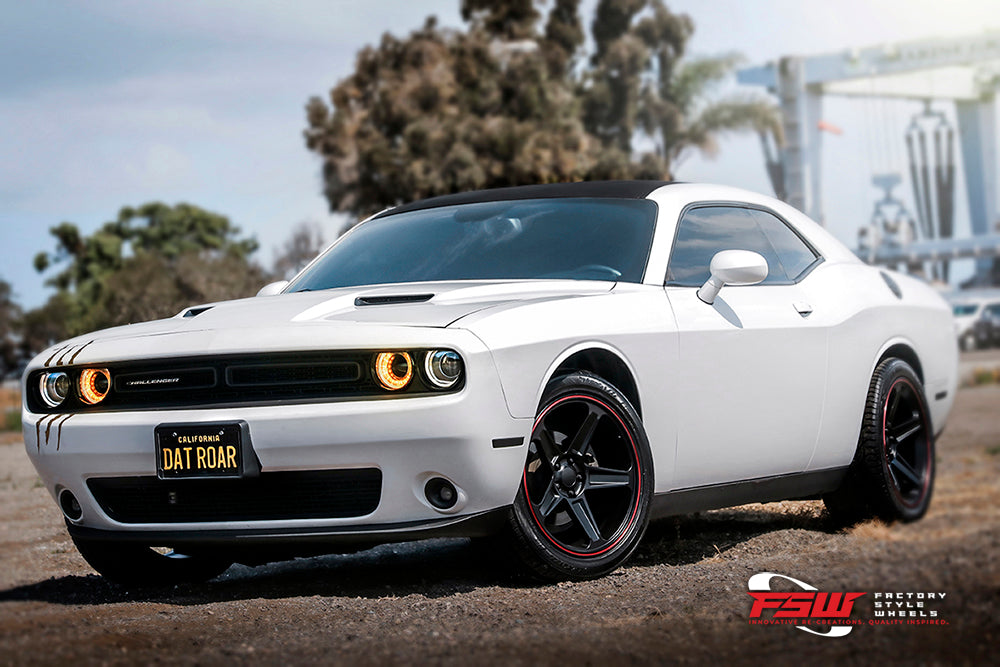 Flow Forged Demon Style - F155 2x10.5 Satin Black Red Pin Stripe wheel