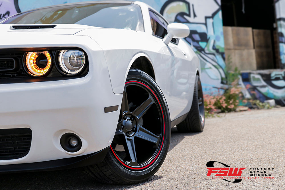 Flow Forged Demon Style - F155 2x10.5 Satin Black Red Pin Stripe wheel