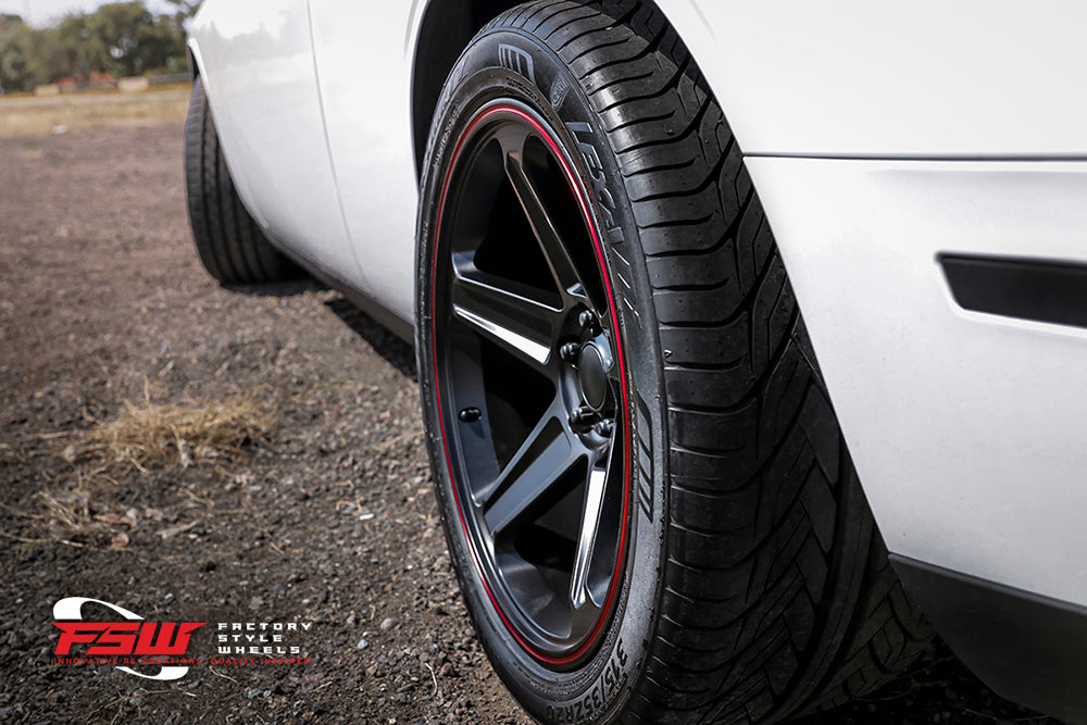 Flow Forged Demon Style - F155 2x10.5 Satin Black Red Pin Stripe wheel
